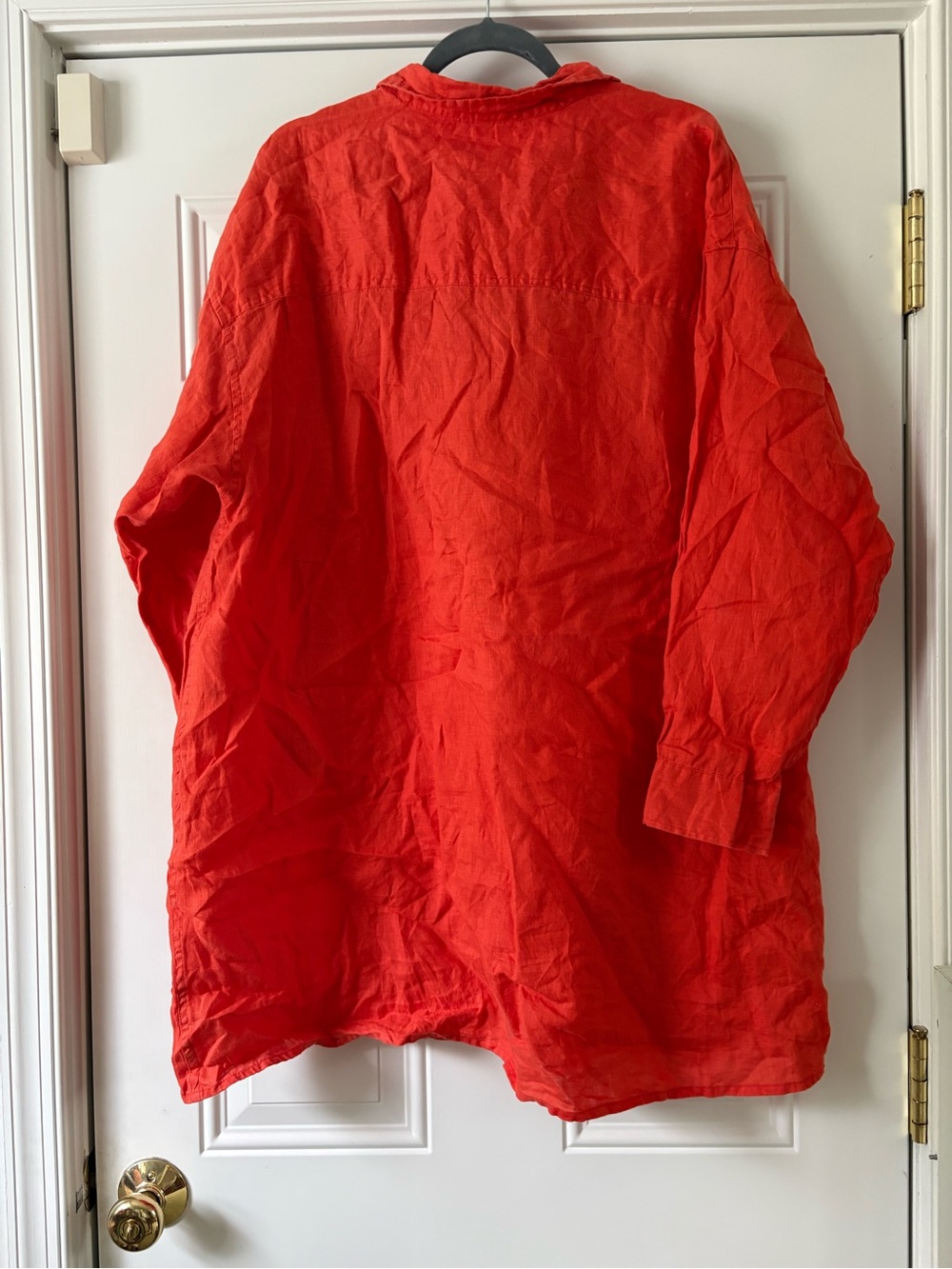 ROVE linen summer shirt dress in bright coral - beautiful red orange 100% linen - Picture 2 of 8
